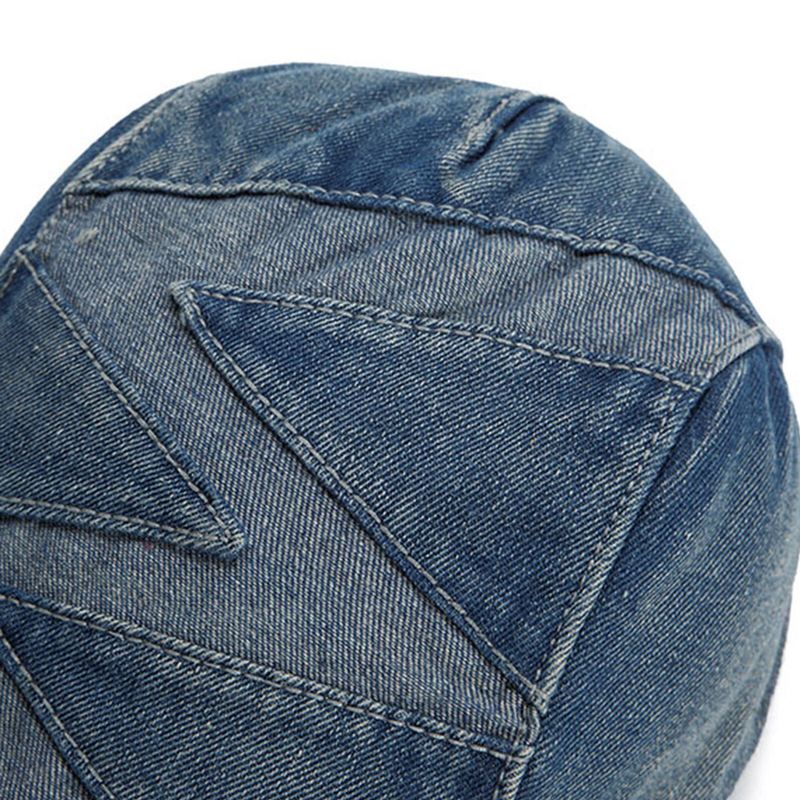 Miesten Denim Hengittävä Aurinkovarjo Lyhytlierinen Rento Vintage Eteenpäin Hatut Baretti Litteä Lippalakki