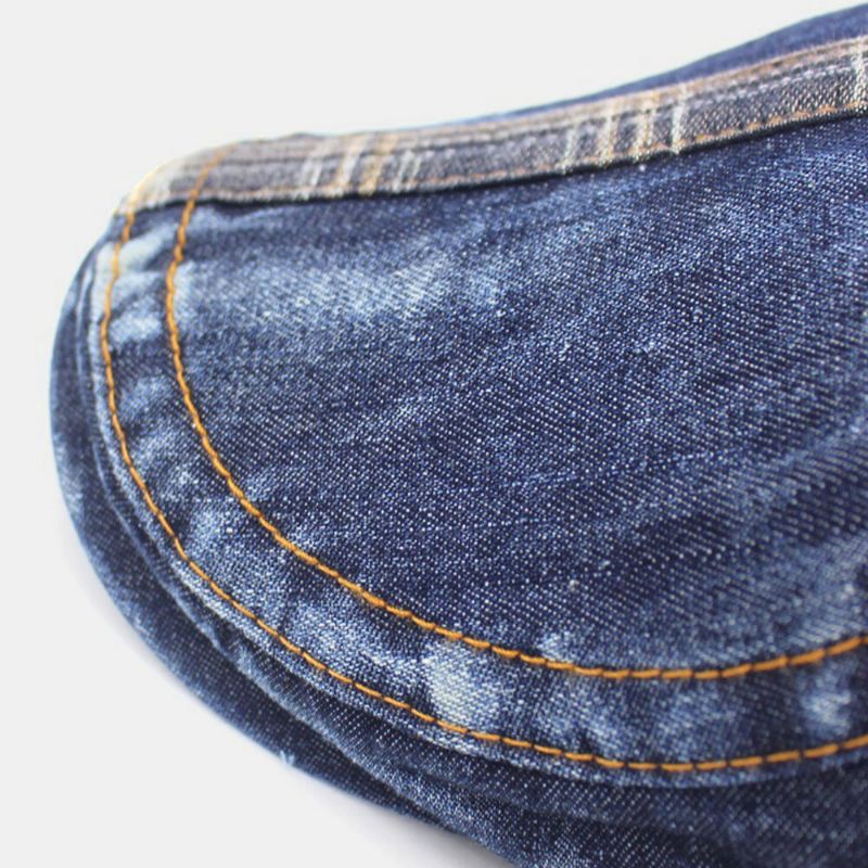 Miesten Denim Kaksitaskuinen Koriste Retro Ulkoilu Aurinkovarjo Eteenpäin Hattu Baretti Hattu Litteä Hattu