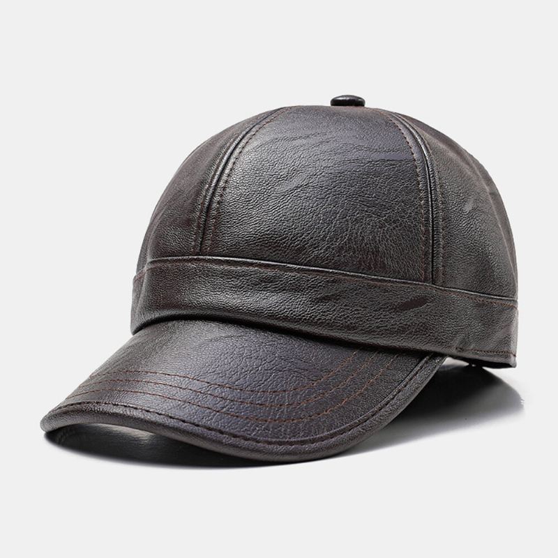 Miesten Korvaläppähattu Retro Pu Nahka Talvi Sisäänrakennetut Kuulosuojaimet Tuulenpitävä Kylmäsuoja Lippalakki
