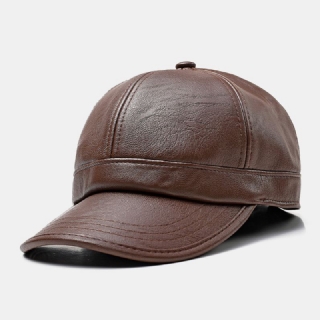 Miesten Korvaläppähattu Retro Pu Nahka Talvi Sisäänrakennetut Kuulosuojaimet Tuulenpitävä Kylmäsuoja Lippalakki