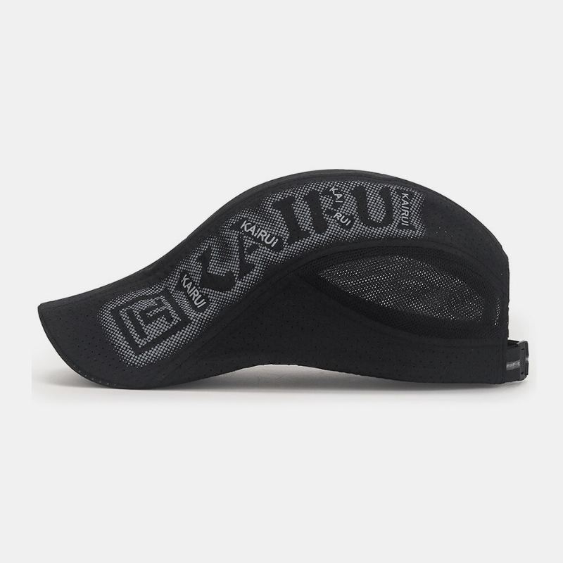 Miesten Mesh Hollow Out Kirjaimet Print Aurinkovarjo Hengittävä Eteenpäin Hattu Baretti Hattu Litteä Hattu