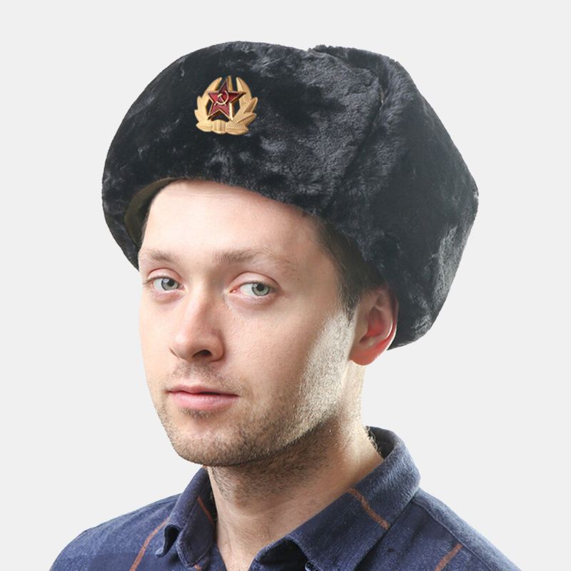 Miesten Neuvostoliiton Merkki Kaksipäinen Kotkamerkki Ulkona Kylmänkestävä Lämmin Trapper-hattu Talvipyöräily Paksu Tuulenpitävä Kuulosuojaus Ushanka-hattu