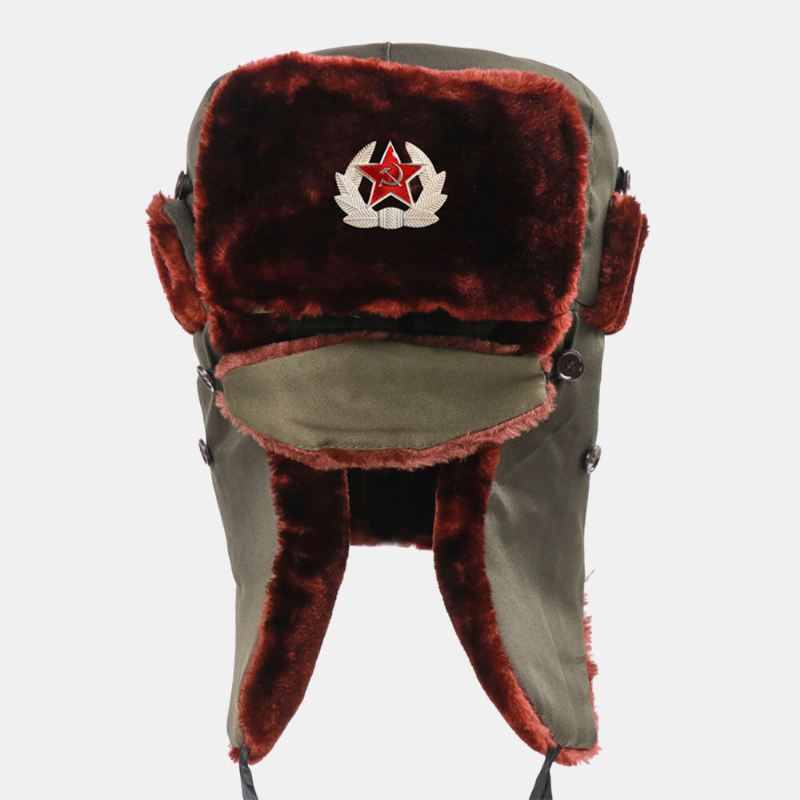 Miesten Neuvostoliiton Merkki Thicken Plus Velvet Trapper Hattu Talvipyöräily Lämmin Kuulosuojaus Tuulenpitävä Venäläinen Hattu Ushanka Hat