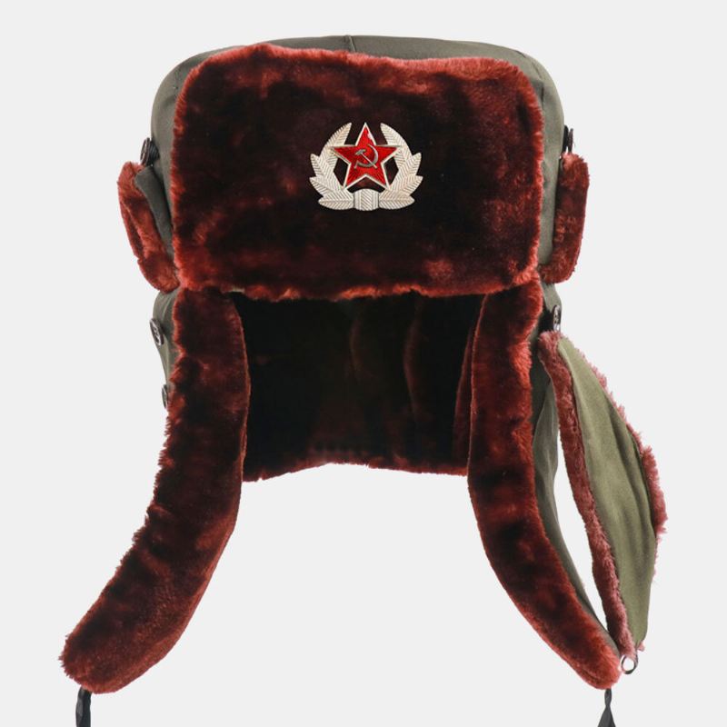 Miesten Neuvostoliiton Merkki Thicken Plus Velvet Trapper Hattu Talvipyöräily Lämmin Kuulosuojaus Tuulenpitävä Venäläinen Hattu Ushanka Hat