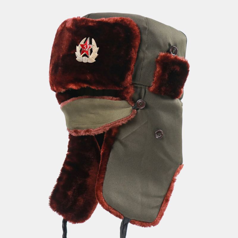 Miesten Neuvostoliiton Merkki Thicken Plus Velvet Trapper Hattu Talvipyöräily Lämmin Kuulosuojaus Tuulenpitävä Venäläinen Hattu Ushanka Hat