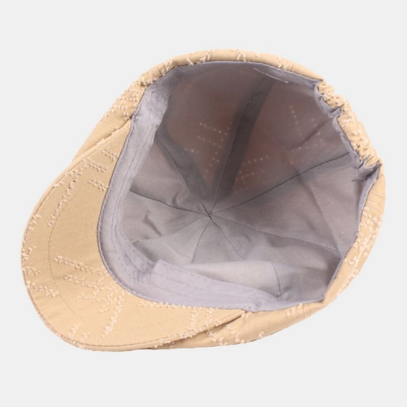 Miesten Newsboy Cap Puuvilla Distressed Solid Broken Hole Vintage Rento Kahdeksankulmainen Lippalakki Beretti Tasainen Lippalakki
