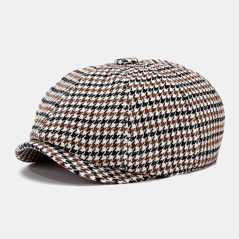 Miesten Newsboy-hatut Brittiretro Houndstooth Striped Dome Kahdeksankulmainen Hattu Cabbie Hat