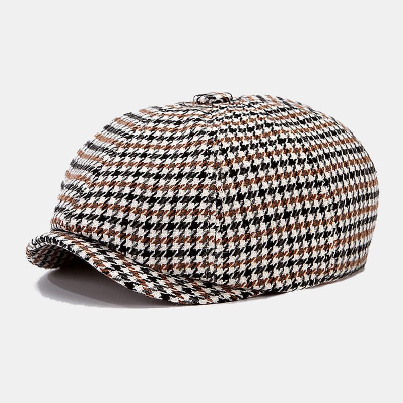 Miesten Newsboy-hatut Brittiretro Houndstooth Striped Dome Kahdeksankulmainen Hattu Cabbie Hat