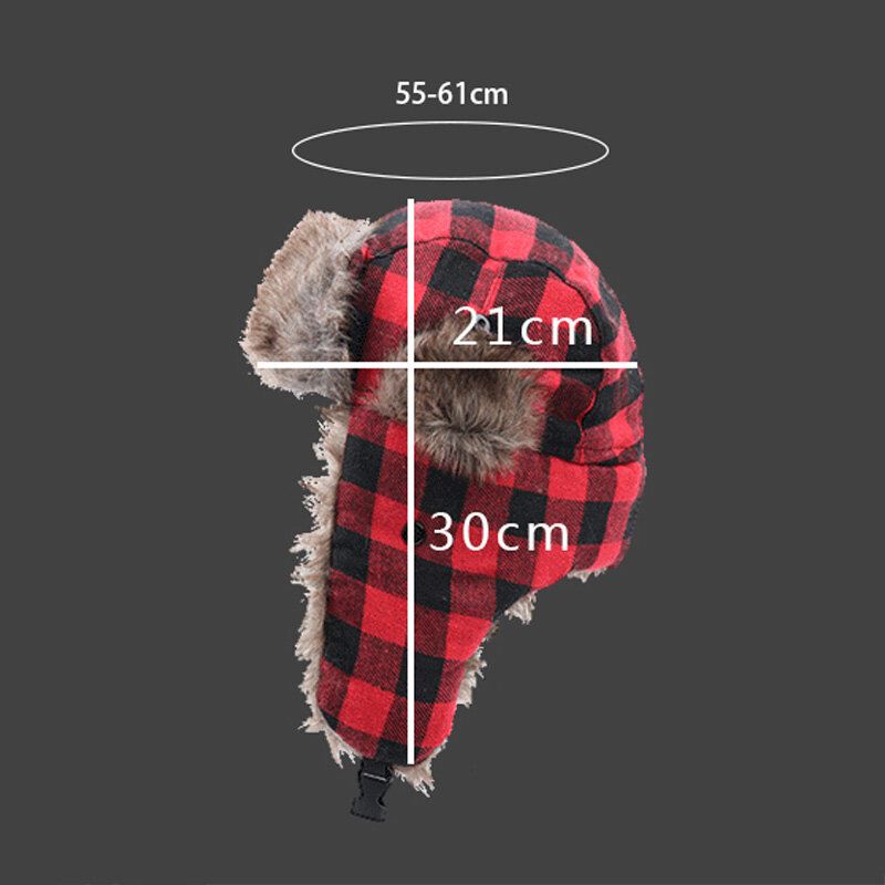 Miesten Pehmo Ruudullinen Neuvostoliiton Merkki Tuulenpitävä Vedenpitävä Ushanka Hattu Ulkoilu Paksu Kuulosuojaus Lämmin Trapper Hattu
