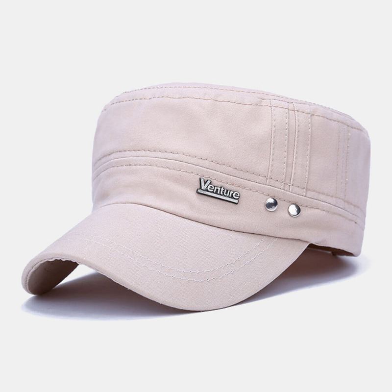 Miesten Pesty Niitti Design Kirjekuvioinen Sotilaallinen Lippalakki Säädettävä Rento Aurinkovoide Litteä Päällinen Twill Lippis