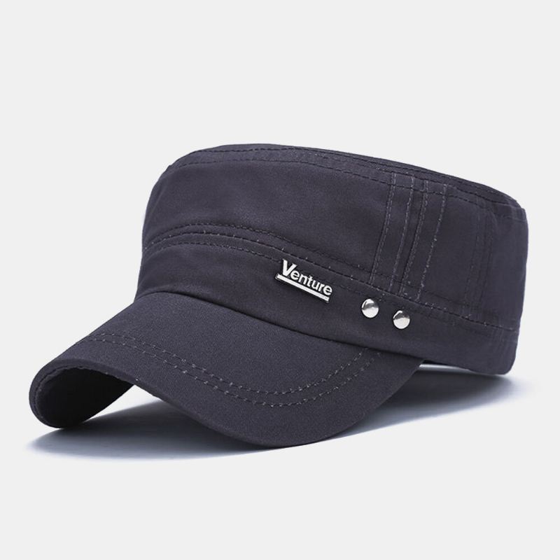 Miesten Pesty Niitti Design Kirjekuvioinen Sotilaallinen Lippalakki Säädettävä Rento Aurinkovoide Litteä Päällinen Twill Lippis