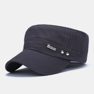 Miesten Pesty Niitti Design Kirjekuvioinen Sotilaallinen Lippalakki Säädettävä Rento Aurinkovoide Litteä Päällinen Twill Lippis