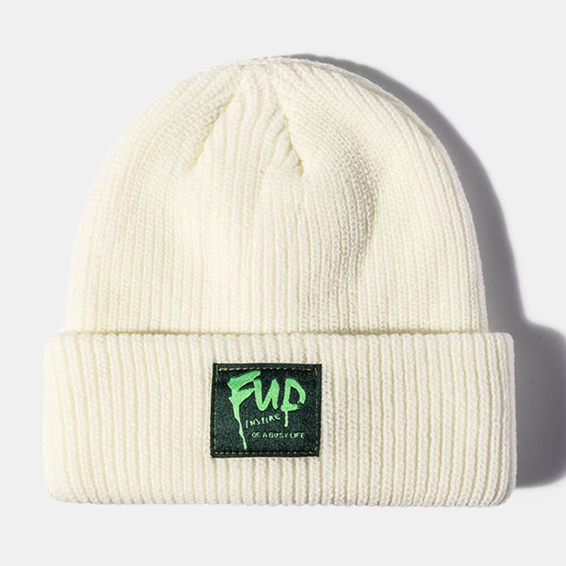 Miesten Pipo Hattu Neulottu Jacquard Kirjaimet Patch Koko Ottelun Lämmin Pääkallo-lippis Naisille