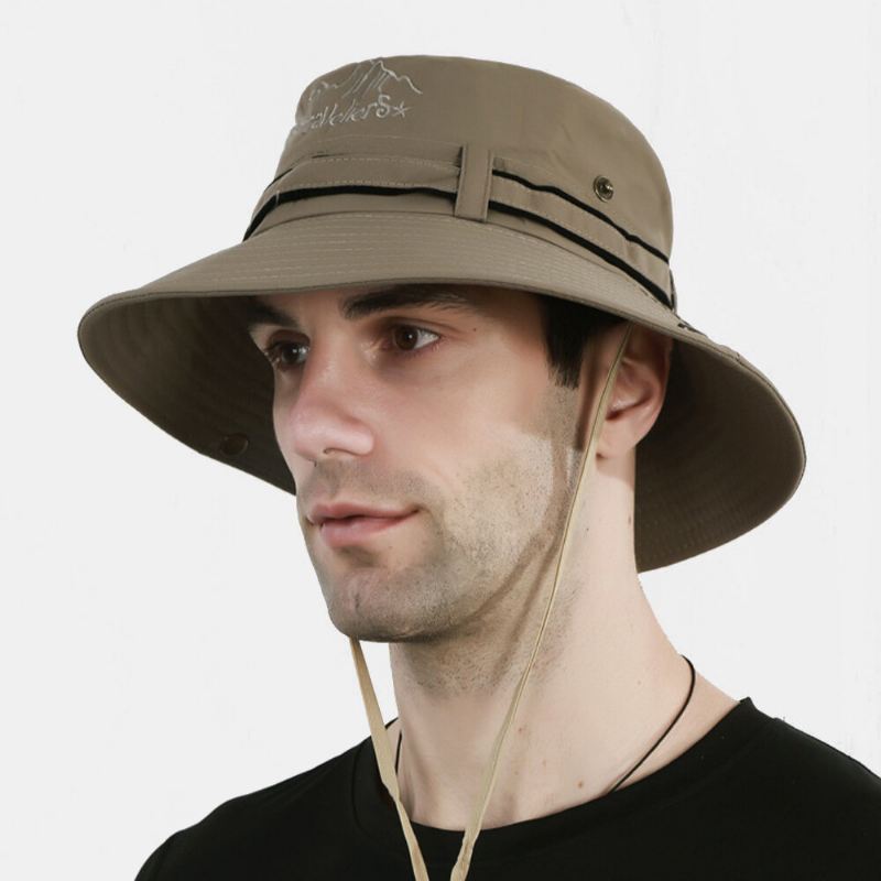 Miesten Puuvilla Kirjonta Kirjain Auringon Hengittävä Suoja Auringonvarjo Hattu Bucket Hat