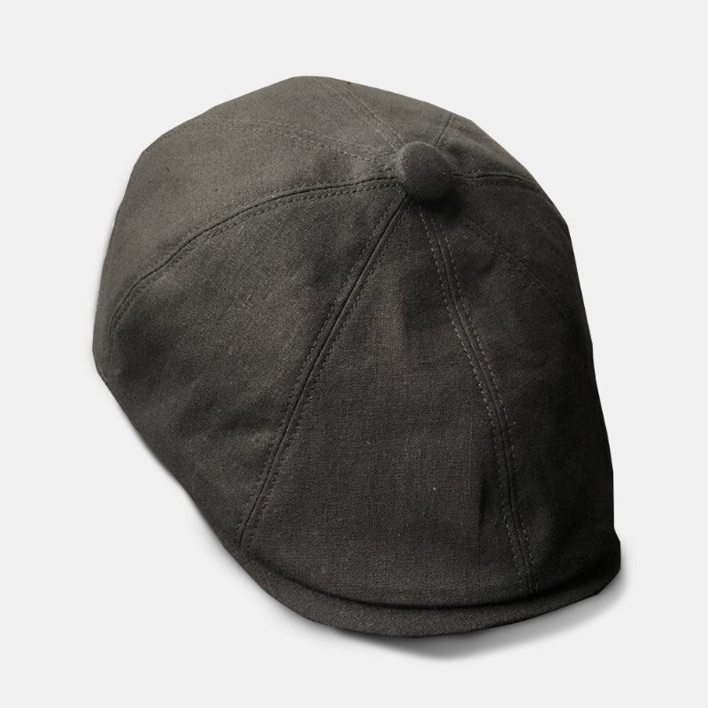 Miesten Puuvilla Pellava Baretti Lippalakki Yksivärinen Retro Wild Newsboy Hattu Eteenpäin Cap Kahdeksankulmainen Hattu
