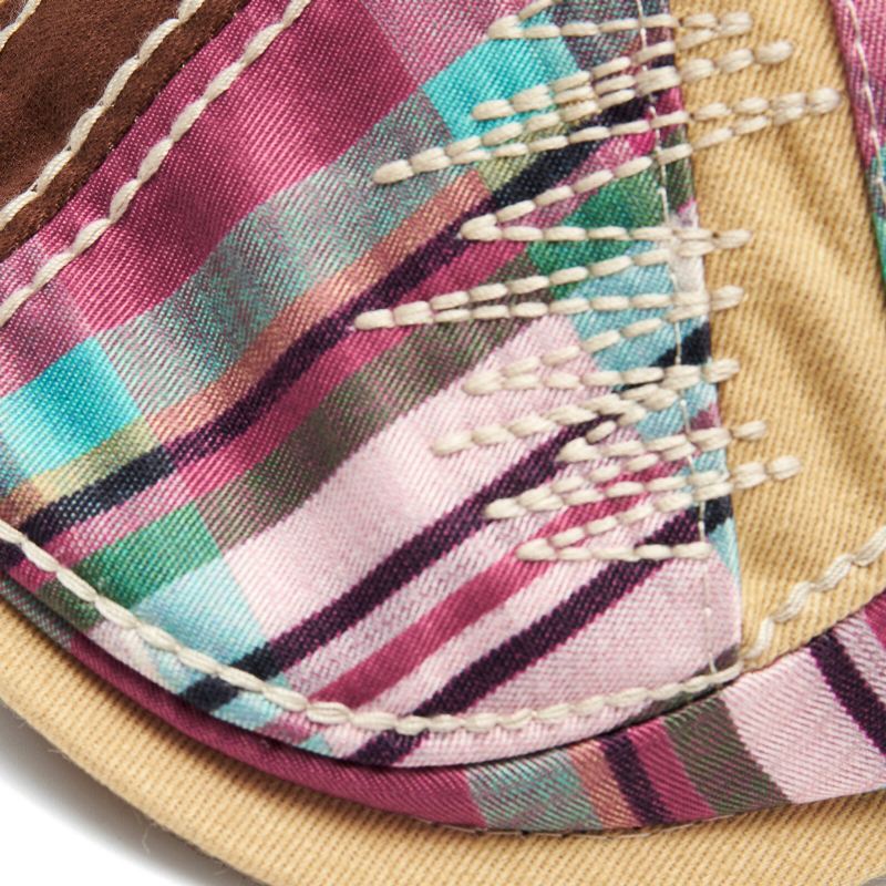 Miesten Puuvilla Ulkona Spliced Plaid Panel Visiiri Vintage Hattu Baretti Litteä Lippalakki