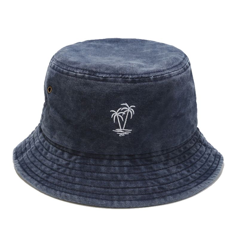Miesten Puuvilla Vintage Pesty Kookos Brodeerattu Ulkoilu Urheilu Kalastus Vaellushattu Bucket Hat
