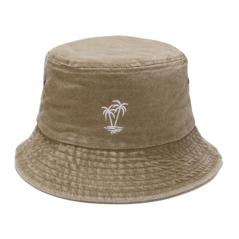 Miesten Puuvilla Vintage Pesty Kookos Brodeerattu Ulkoilu Urheilu Kalastus Vaellushattu Bucket Hat