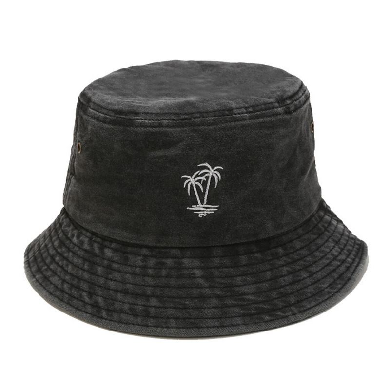Miesten Puuvilla Vintage Pesty Kookos Brodeerattu Ulkoilu Urheilu Kalastus Vaellushattu Bucket Hat