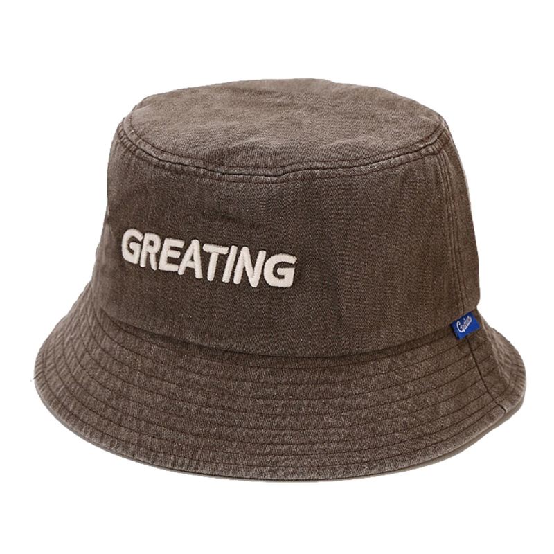 Miesten Puuvilla Vintage Vanha Pesty Aurinkohattu Aurinkovoide Greating Letter Bucket Hat