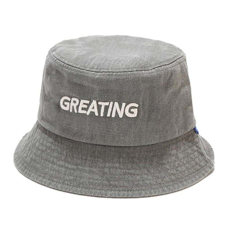 Miesten Puuvilla Vintage Vanha Pesty Aurinkohattu Aurinkovoide Greating Letter Bucket Hat