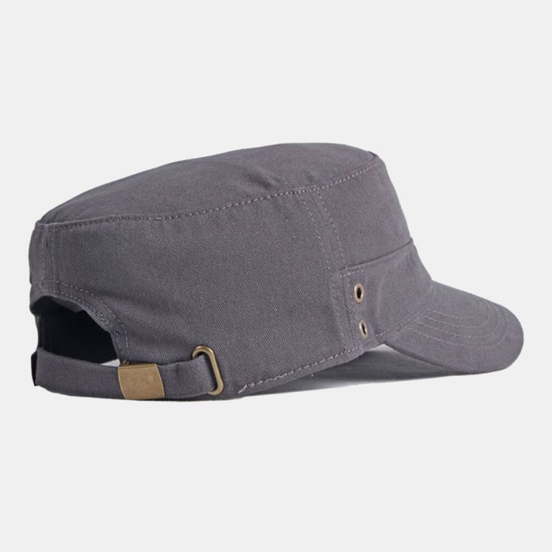 Miesten Puuvilla Yksivärinen Ritish Fashion Aurinkosuojavoide Auringonsuoja Litteä Hattu Military Hat