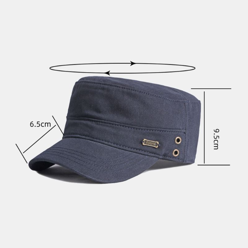 Miesten Puuvilla Yksivärinen Ritish Fashion Aurinkosuojavoide Auringonsuoja Litteä Hattu Military Hat