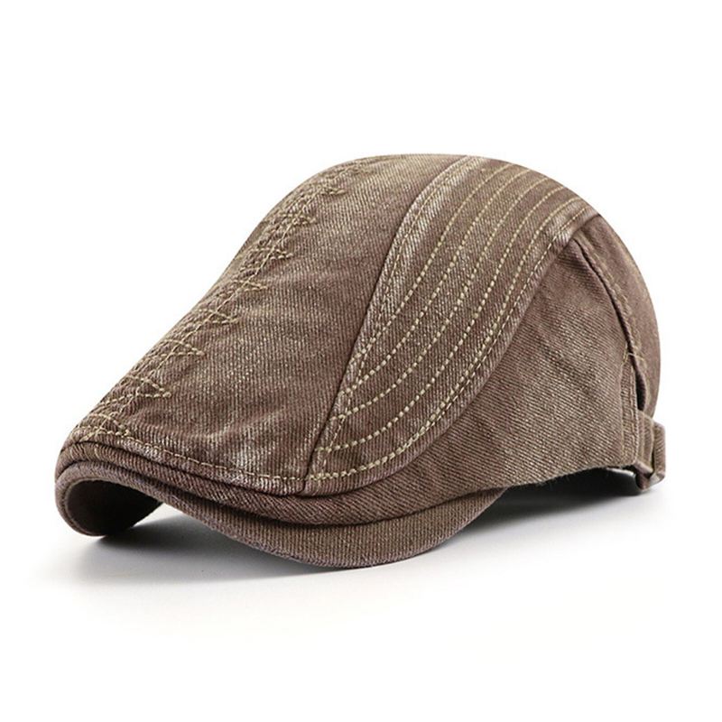 Miesten Puuvillainen Brodeerattu Pesty Distressed Casual Visiiri Edgy Hat Baretti Litteä Lippalakki