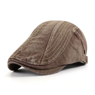 Miesten Puuvillainen Brodeerattu Pesty Distressed Casual Visiiri Edgy Hat Baretti Litteä Lippalakki