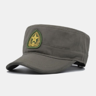 Miesten Puuvillainen Naamiointi Kirjonta Viisikärkinen Printti Ulkoilu Urheilu Vuorikiipeily Tasainen Hattu Huipulla Cap Military Hat