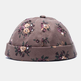 Miesten Puuvillakukkakuvioinen Säädettävä Retro Casual Poimuttuva Pipo Landlord Cap Skull Cap