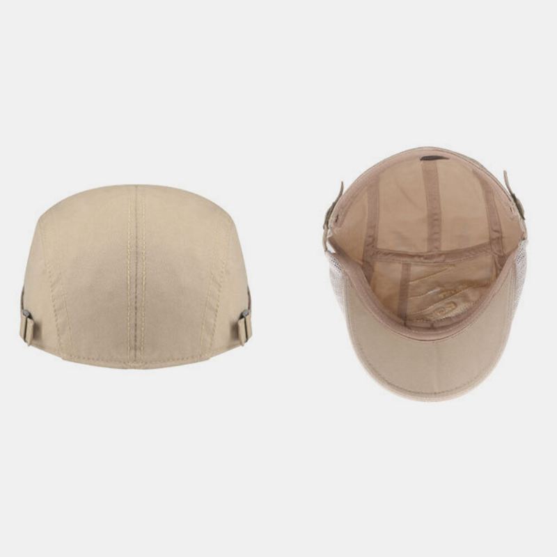 Miesten Puuvillaverkko Hengittävä Rento Retro-aurinkovarjo Baretti Cap Litteä Hattu Eteenpäin Hattu