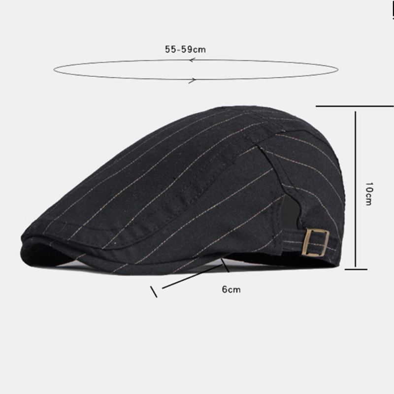 Miesten Sanomalehtihattu Puuvilla Vintage Raidallinen Ohut Hengittävä British Baret Litteä Korkki