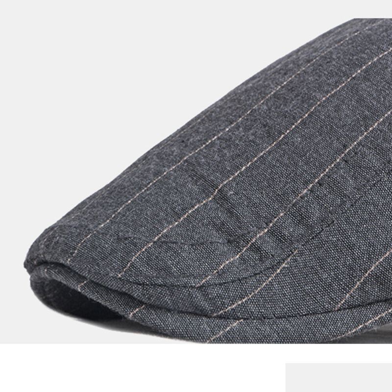 Miesten Sanomalehtihattu Puuvilla Vintage Raidallinen Ohut Hengittävä British Baret Litteä Korkki