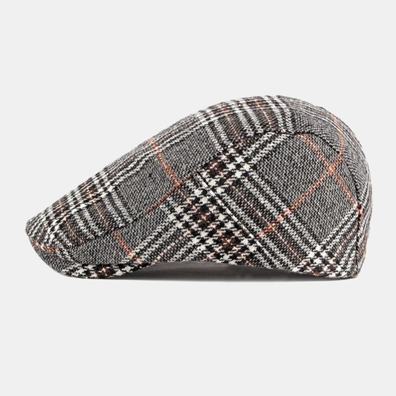 Miesten Sanomalehtihatut Polyesteri Puuvilla Vintage Värikäs Risti Brittiläinen Rento Lämpö Eteenpäin Hattu Baretti Litteä Lippalakki