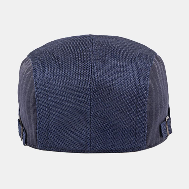 Miesten Sanomalehtipäällikkö Pystyraidat Polyesteriverkko Patchwork Säädettävä Ulkona Hengittävä Aurinkosuoja Eteenpäin Hattu Baretti Litteä Lippalakki