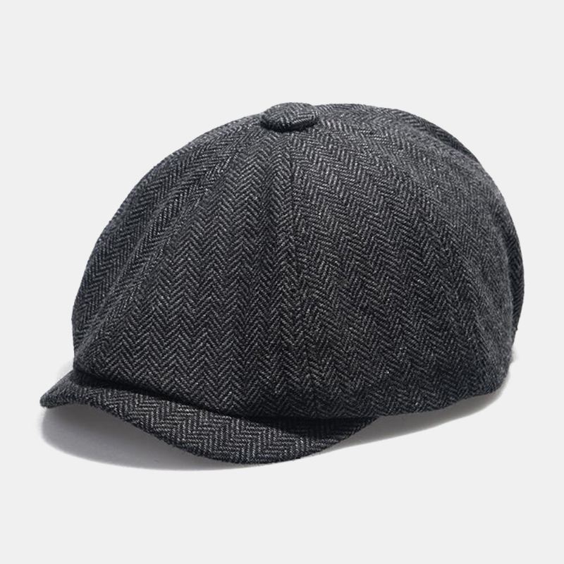 Miesten Sanomalehtipoikien Hatut Brittiläinen Retro Kalanruoto Joustava Nauha Adjust Stripe Painter Hat Cabbie Hat Kahdeksankulmainen Hattu