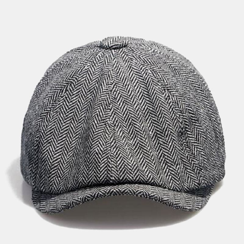 Miesten Sanomalehtipoikien Hatut Brittiläinen Retro Kalanruoto Joustava Nauha Adjust Stripe Painter Hat Cabbie Hat Kahdeksankulmainen Hattu