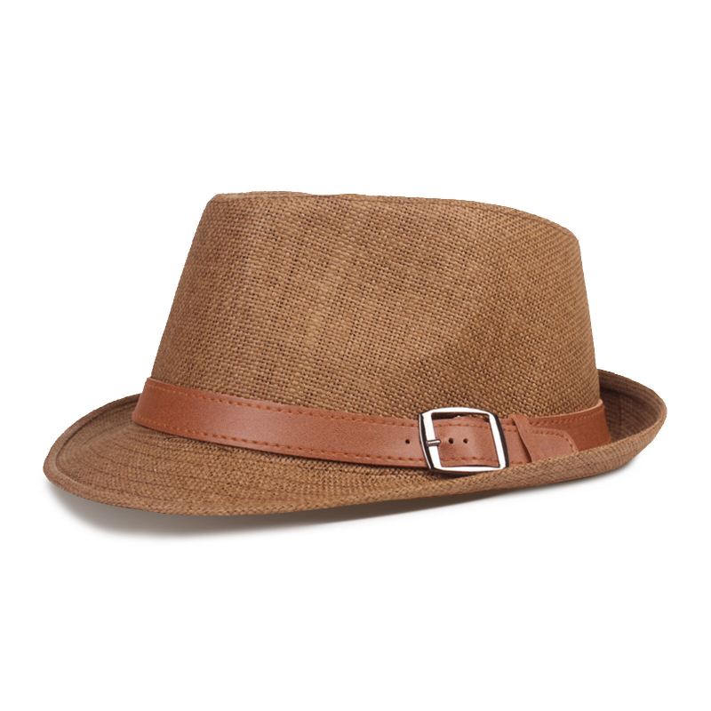 Miesten Straw Casual Vintage All-match Hengittävä Aurinkovarjo Silinterihatut Litteät Hatut