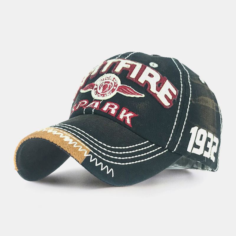 Miesten Vanha Puuvillainen Kirjainkirjonta Hengittävä Hip-hop Rento Urheilullinen Aurinkovarjo Baseball-hattu