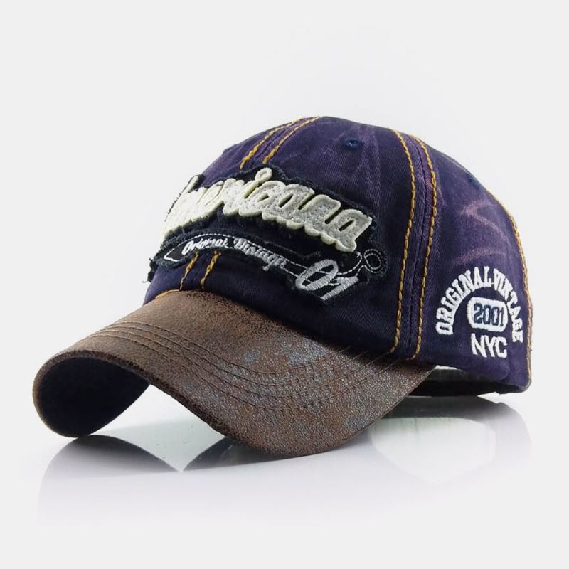 Miesten Vanha Puuvillainen Kirjainkirjonta Tilkkutäys Säädettävä Rento Urheilullinen Aurinkovarjo Baseball-hattu