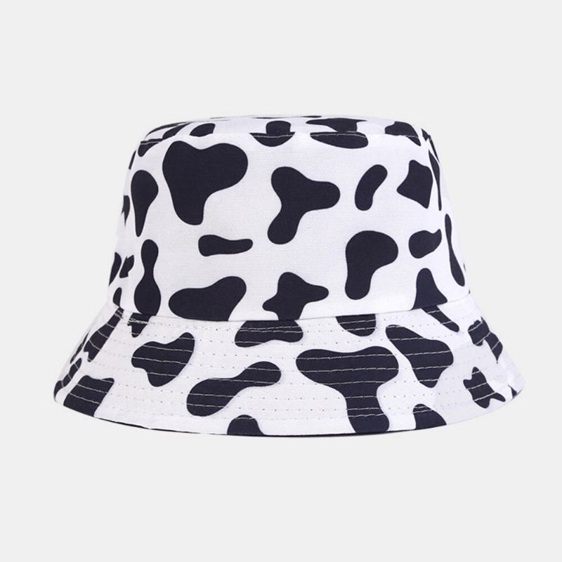 Naiset Kaksipuoleiset Vaatteet Zebra Cow Panda Pattern Print Bucket Hat Muoti Rento All-match Aurinkovoide Rantahattu