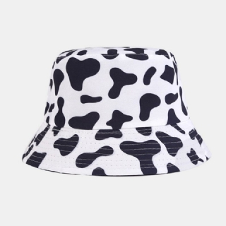Naiset Kaksipuoleiset Vaatteet Zebra Cow Panda Pattern Print Bucket Hat Muoti Rento All-match Aurinkovoide Rantahattu