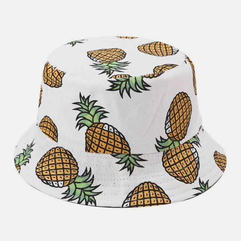 Naiset Miehet Kaksipuoleinen Hedelmä Ananas Kuvio Ulkona Rento Aurinkovarjo Bucket Hat