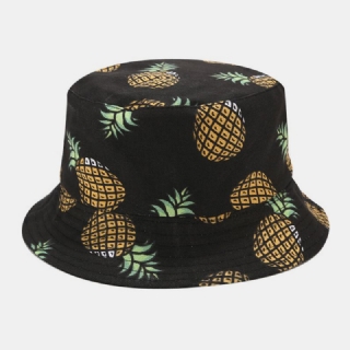 Naiset Miehet Kaksipuoleinen Hedelmä Ananas Kuvio Ulkona Rento Aurinkovarjo Bucket Hat
