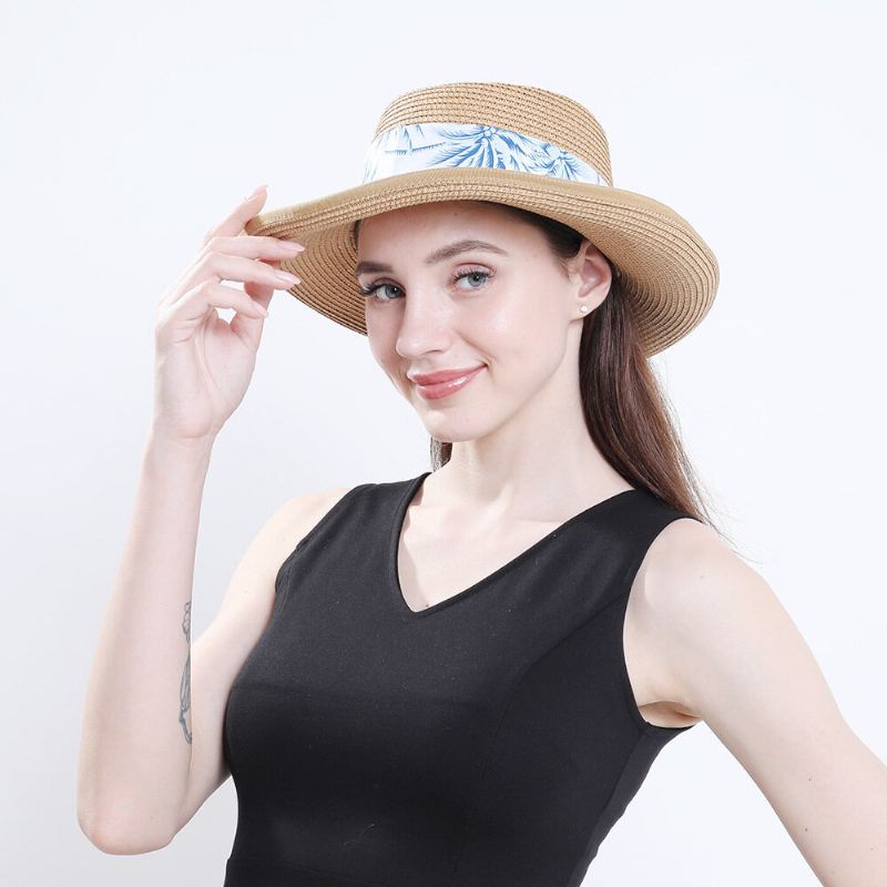 Naisten Aurinkovoide Travel Beach Aurinkohattu Tyylikäs Bowknot Jazz Hat Tasainen Hattu Olkihattu