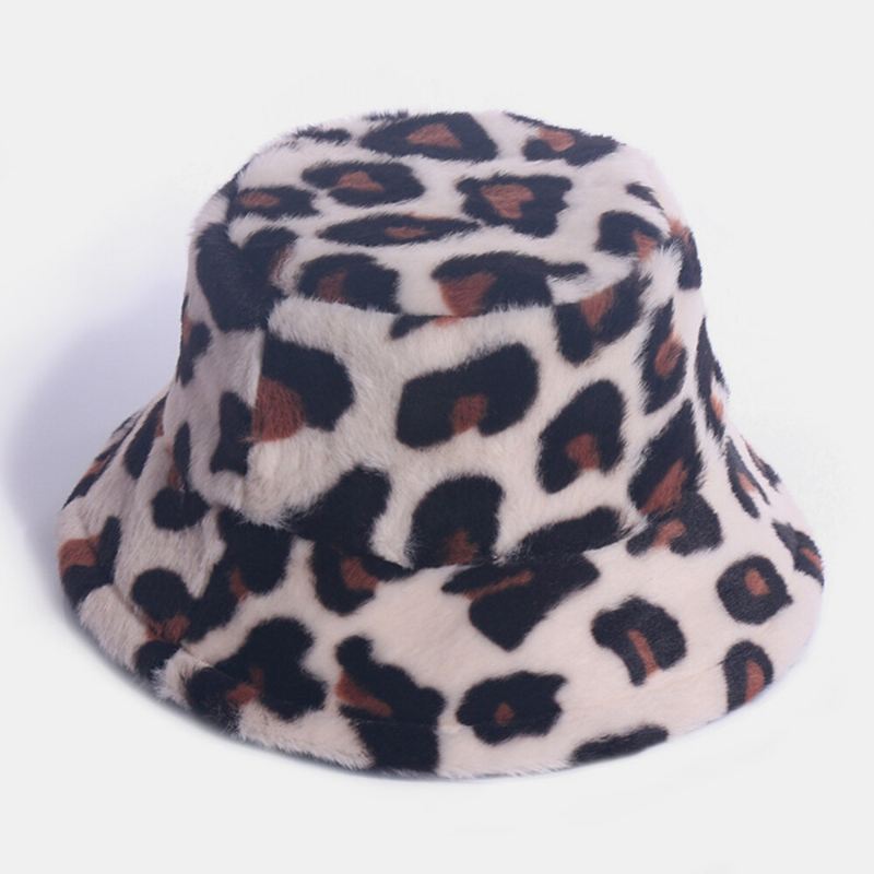 Naisten Kaninkarva Leopardikuvio Rento Lämmin Kaikenlaiset Bucket Hat