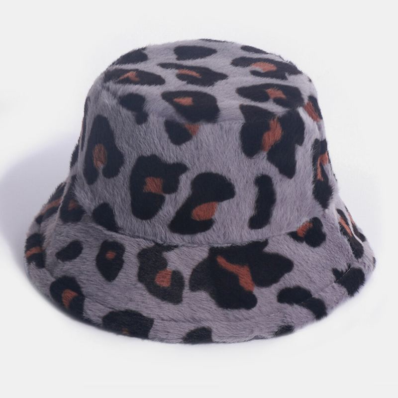 Naisten Kaninkarva Leopardikuvio Rento Lämmin Kaikenlaiset Bucket Hat