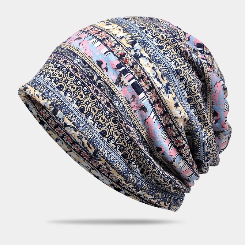 Naisten Polyesteri Puuvilla Peitto Geometrinen Print Elastinen Kaksikäyttöinen Ruokalappu Huivi Pipohattu