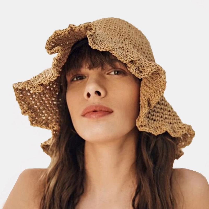 Naisten Sieni Reuna Takana Avautuva Bowknot Olkihattu Kesä Aurinkosuoja Bucket Hat